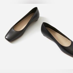 Everlane Italian Leather 90s Square Toe Flat